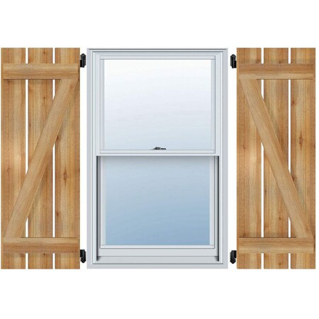 Spaced Board-n-Batten Shutters W/Z-Bar, Rough Sawn Western Red Cedar, 11 1/4W X 59H